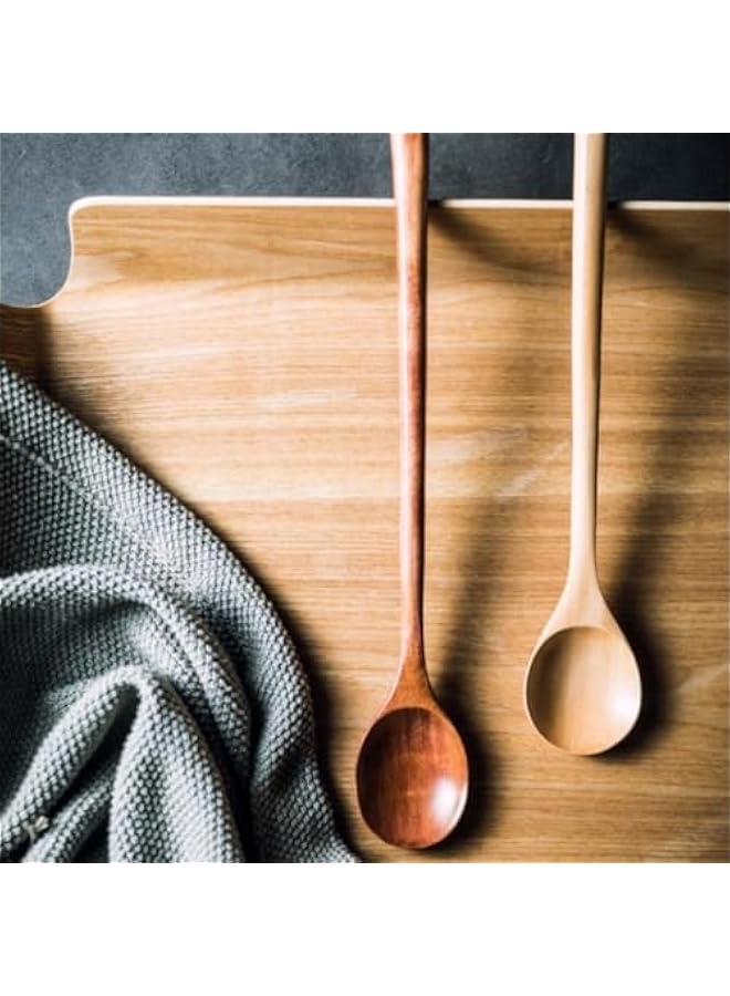 2Pcs Wooden Kitchen Utensils- 13 Inch Long Handle Beech Wood Cooking Spoon - Wooden Cooking Utensils for Mixing in Big Stock Pots Cauldron,Solid Beechwood Spoon - Image 4