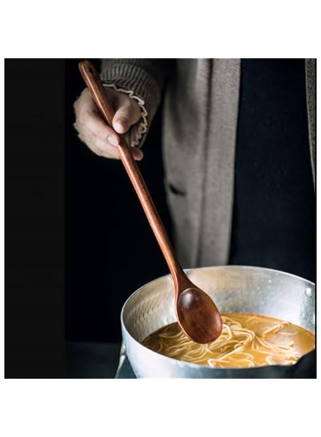 2Pcs Wooden Kitchen Utensils- 13 Inch Long Handle Beech Wood Cooking Spoon - Wooden Cooking Utensils for Mixing in Big Stock Pots Cauldron,Solid Beechwood Spoon - Image 5