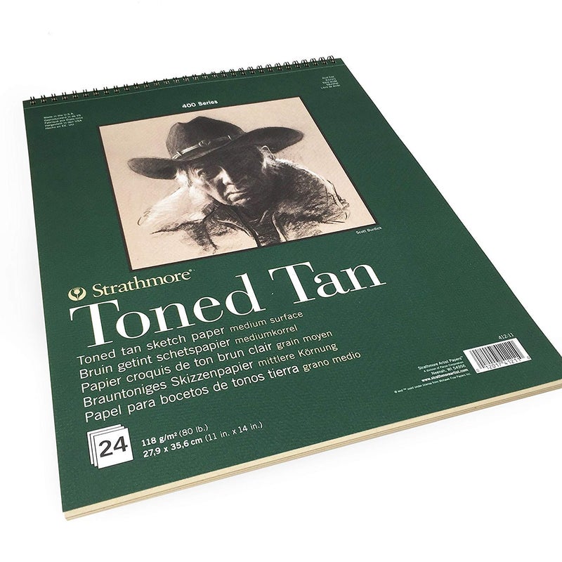 Strathmore 400 Series Toned Sketch Paper Pads (Wirebound) Tan 11 in. X 14 in. 24 Sheets (412-11) - Image 3