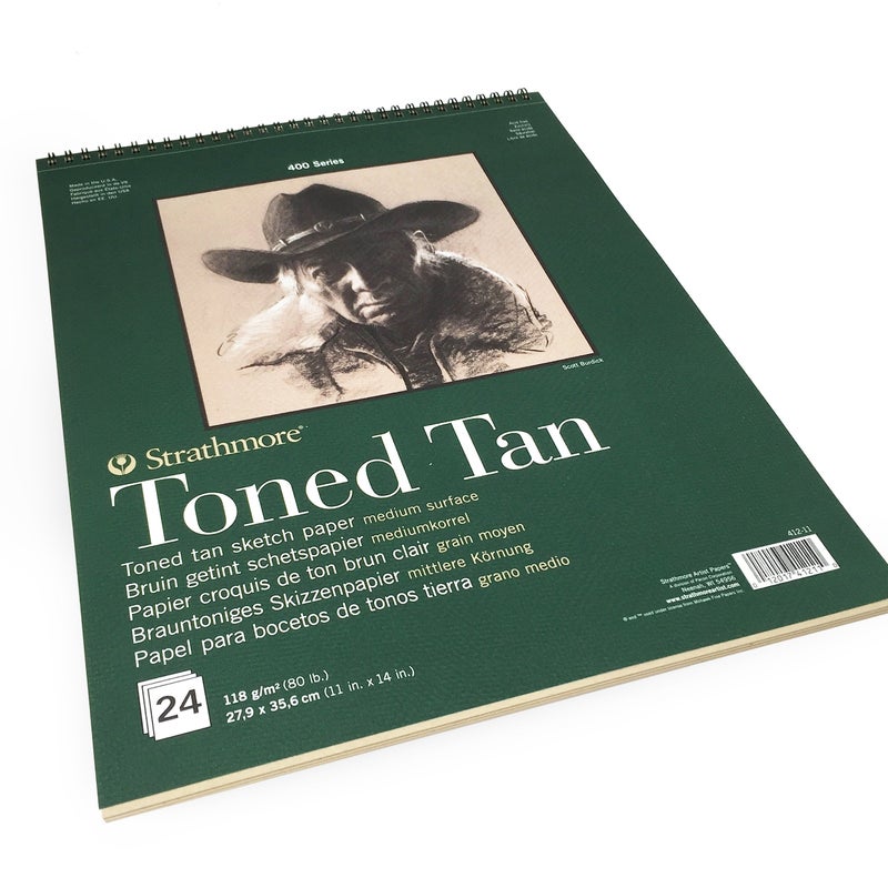 Strathmore 400 Series Toned Sketch Paper Pads (Wirebound) Tan 11 in. X 14 in. 24 Sheets (412-11) - Image 4