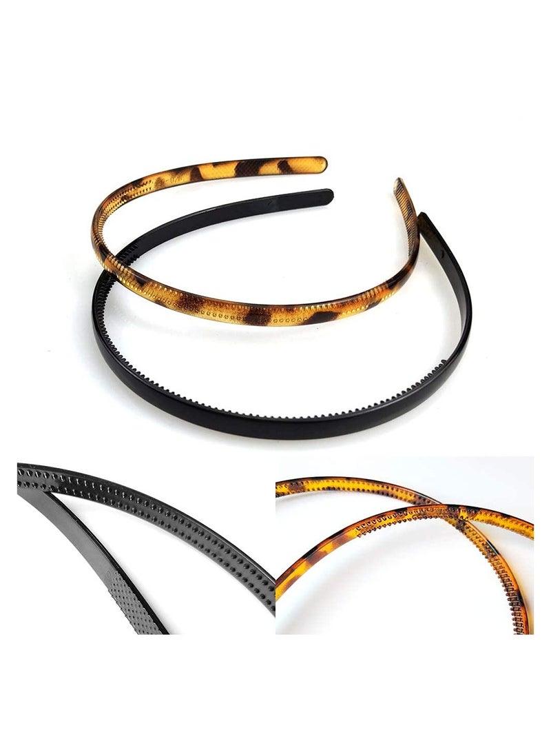 إسكدنيا عصابات رأس بلاستيكية ، عصابات شعر بلاستيكية من الراتينج ، عصابة رأس مضادة للانزلاق مع أسنان ، عصابات رأس أغطية رأس للفتيات (6 قطع ، قهوة بطبعة جلد النمر ، أسود) - Image 5