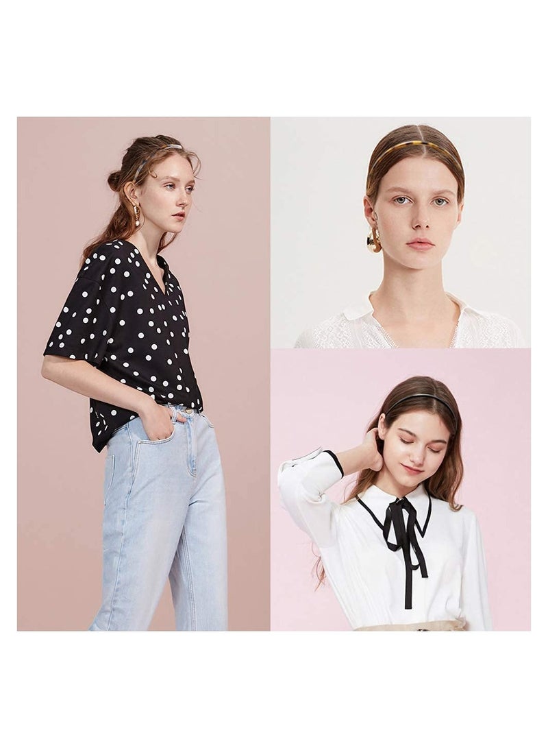 إسكدنيا عصابات رأس بلاستيكية ، عصابات شعر بلاستيكية من الراتينج ، عصابة رأس مضادة للانزلاق مع أسنان ، عصابات رأس أغطية رأس للفتيات (6 قطع ، قهوة بطبعة جلد النمر ، أسود) - Image 4