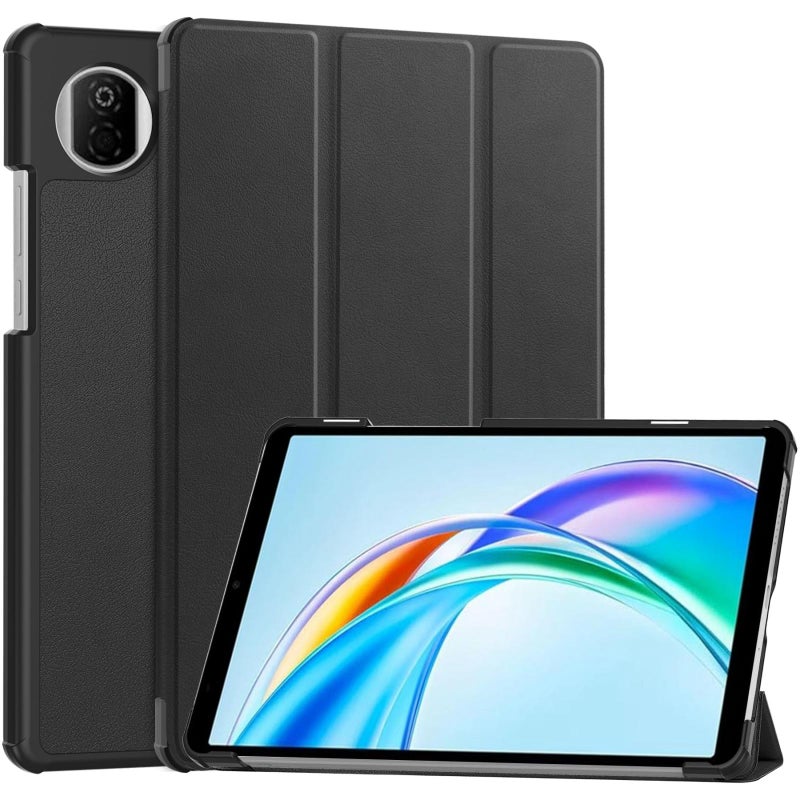 For Honor Pad X7 2025 Custer Texture 3-Fold Holder Leather Smart Tablet Case(Black) - Image 1
