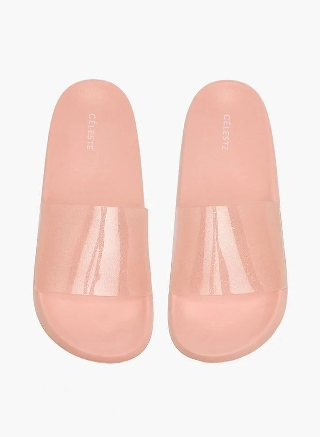 Celeste Women Glitter Print Slides