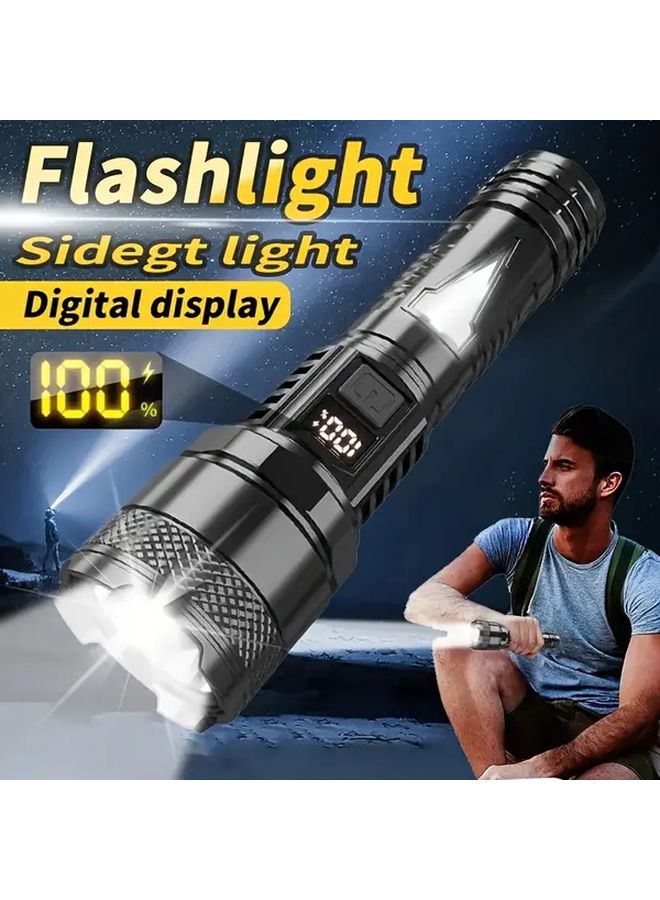 Black Advanced Lumen Projection Flashlight Magnifying COB Light Rechargeable Battery USB Power Bank for Outdoor Camping - Image 3