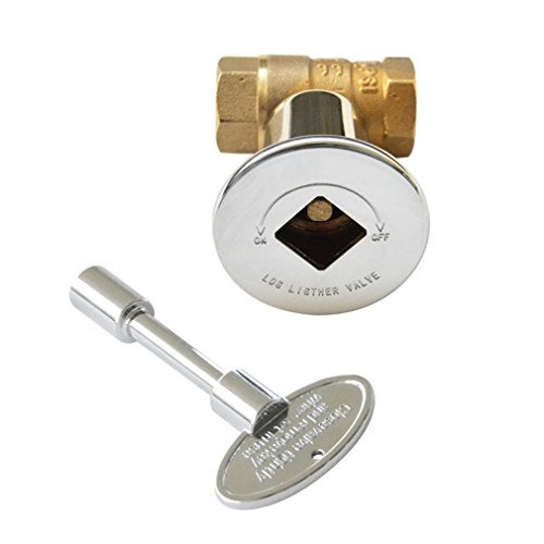 Skyflame Skyflame 1/2 Inch Straight Gas Key Valve Kit for Fire Pit Fireplace with Flange and 3 Inches Key, Chromed  - Image 1