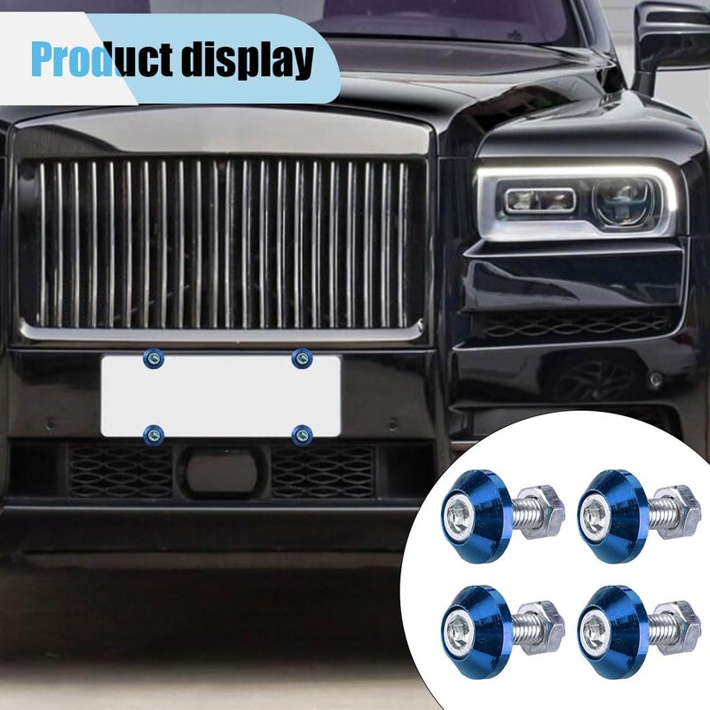 LHDOS 4PCS Motorcycle License Plate Bolts, Aluminum Alloy Car Tag License Plate Screw Decorative Kit, License Plate Frame Fastener Accessories for Most Motorcycles, Cars, Trucks (Blue) Public demand affordable quality - Image 5