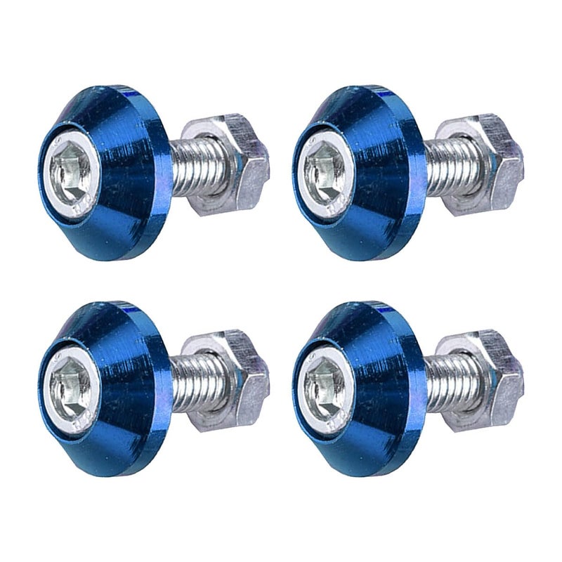 LHDOS 4PCS Motorcycle License Plate Bolts, Aluminum Alloy Car Tag License Plate Screw Decorative Kit, License Plate Frame Fastener Accessories for Most Motorcycles, Cars, Trucks (Blue) Public demand affordable quality - Image 1