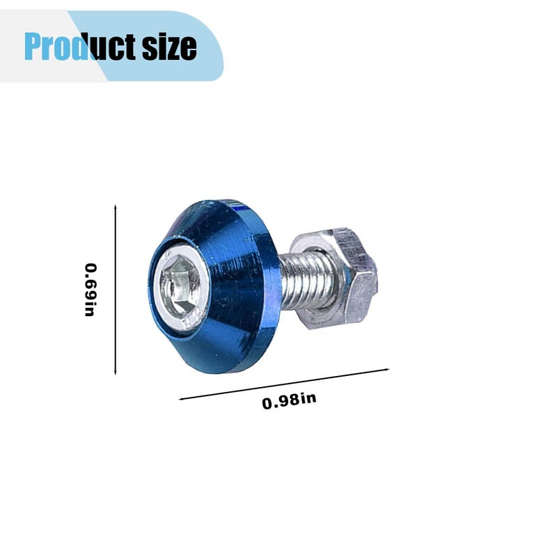LHDOS 4PCS Motorcycle License Plate Bolts, Aluminum Alloy Car Tag License Plate Screw Decorative Kit, License Plate Frame Fastener Accessories for Most Motorcycles, Cars, Trucks (Blue) Public demand affordable quality - Image 2