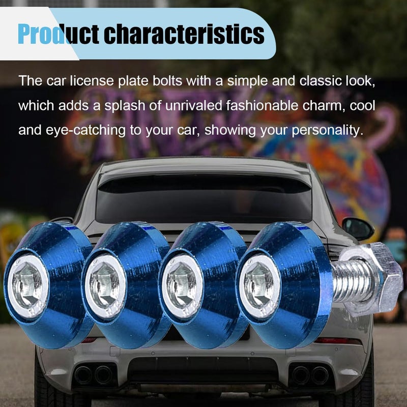 LHDOS 4PCS Motorcycle License Plate Bolts, Aluminum Alloy Car Tag License Plate Screw Decorative Kit, License Plate Frame Fastener Accessories for Most Motorcycles, Cars, Trucks (Blue) Public demand affordable quality - Image 3