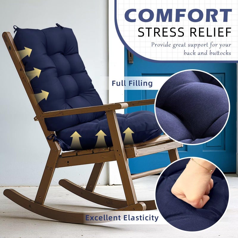 TESICA Set of 1 Indoor Outdoor Burgundy Chair Cushion Waterproof High Back Rocking Chair Cushions Soft Patio Chair Pad for Lounger Recliner - Image 5