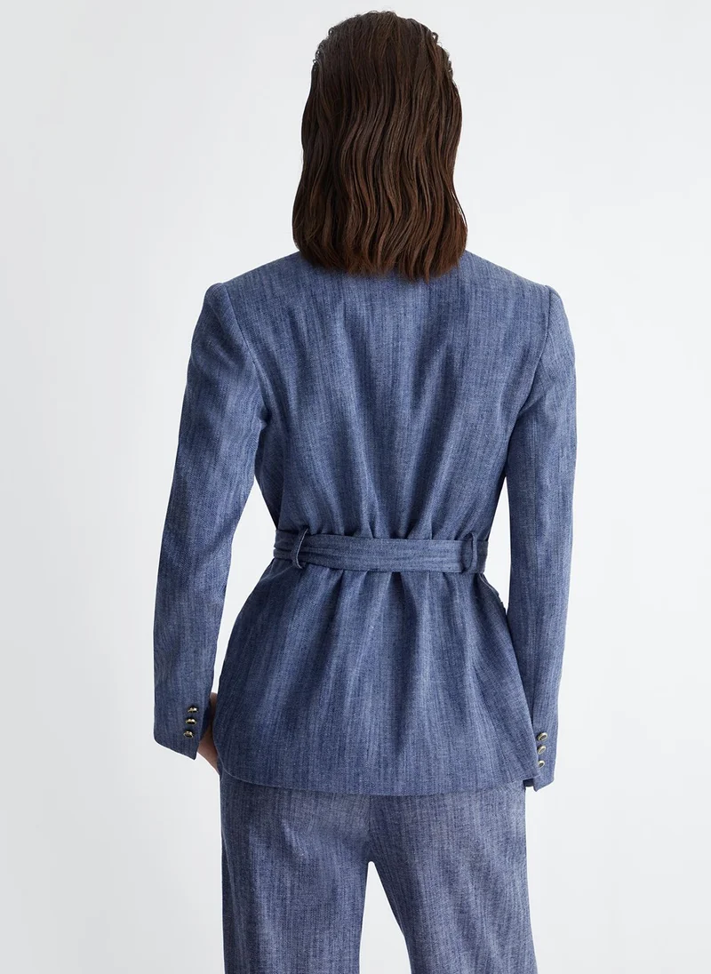 ليو جو جاكيت من الدينم مع حزام