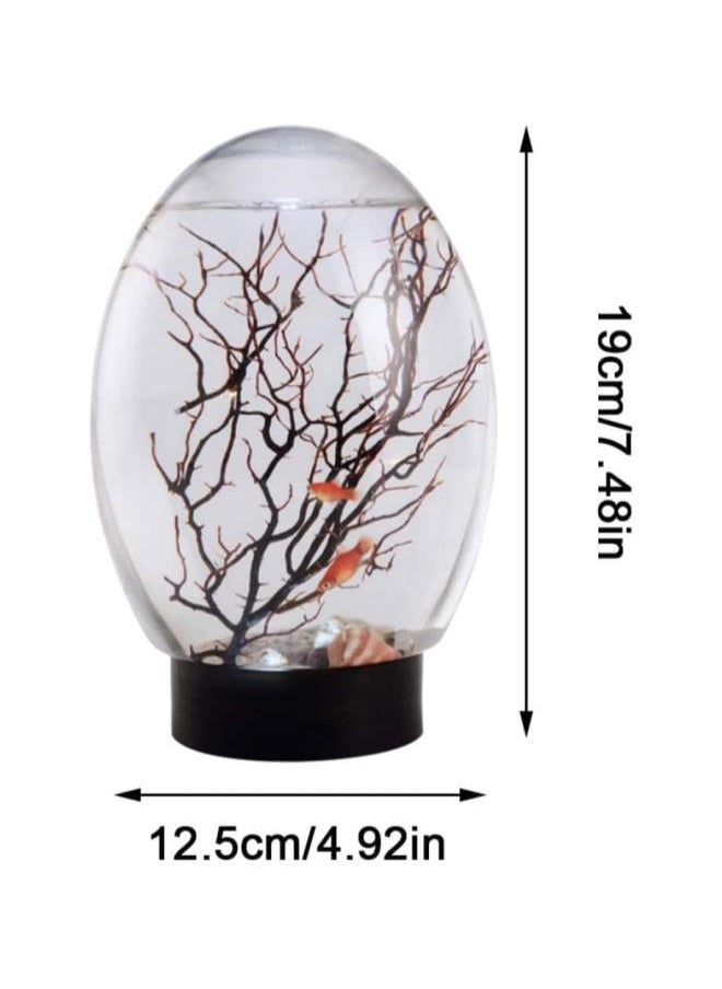 silvercnc - Mini Fish Tank Ecosphere Closed Aquatic Ecosystem Desktop Aquarium with LED Revolving Base - Image 1