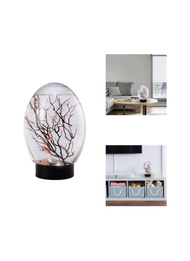 silvercnc - Mini Fish Tank Ecosphere Closed Aquatic Ecosystem Desktop Aquarium with LED Revolving Base - Image 1