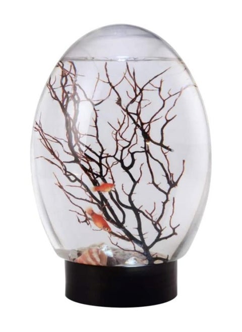 Mini Fish Tank Ecosphere Closed Aquatic Ecosystem Desktop Aquarium with LED Revolving Base