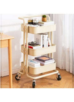 Generic Steel trolley with wheels, 3 multi-purpose floors, beige color  - Image 1