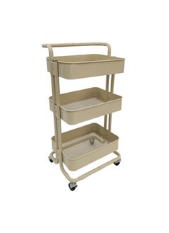 Generic Steel trolley with wheels, 3 multi-purpose floors, beige color  - Image 3