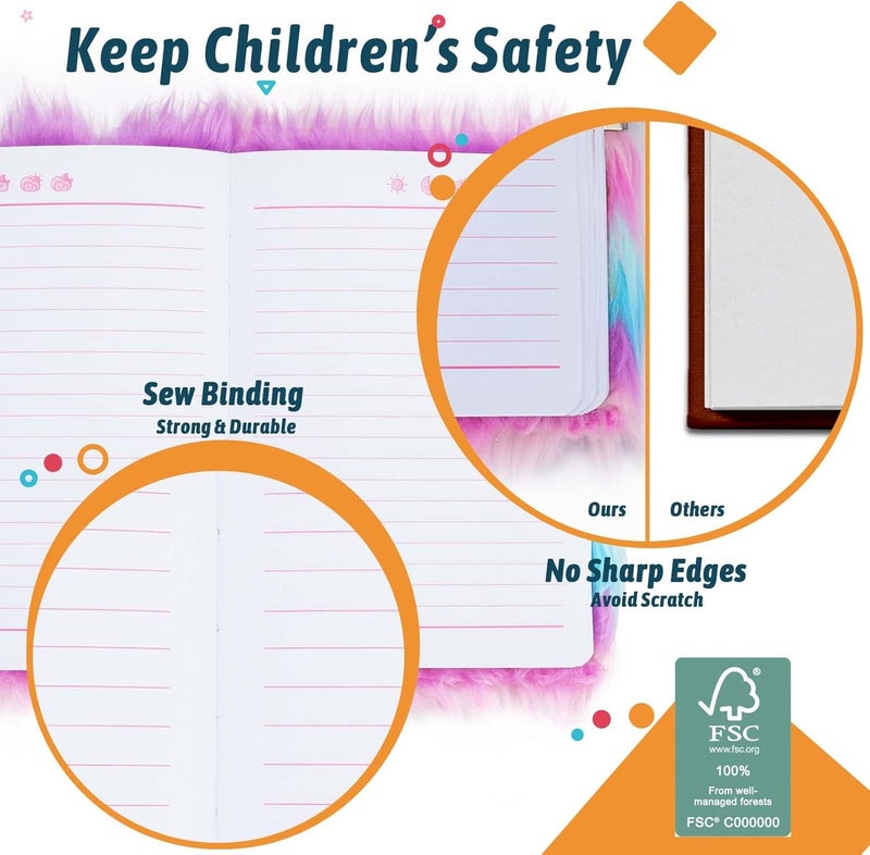 SuperStyle Journal Diary, Gift for 6 7 8 Years Old Girls, Cute Cat Notebook with Lock Secret Diary Writing Journal Birthday Gift for Kids - Image 4
