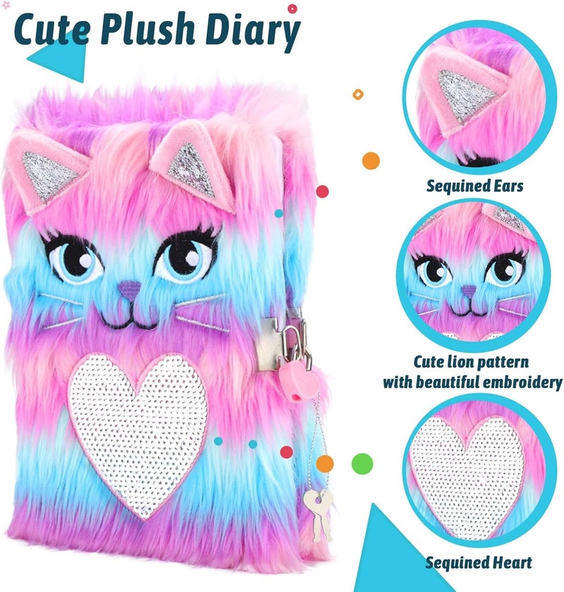SuperStyle Journal Diary, Gift for 6 7 8 Years Old Girls, Cute Cat Notebook with Lock Secret Diary Writing Journal Birthday Gift for Kids - Image 2