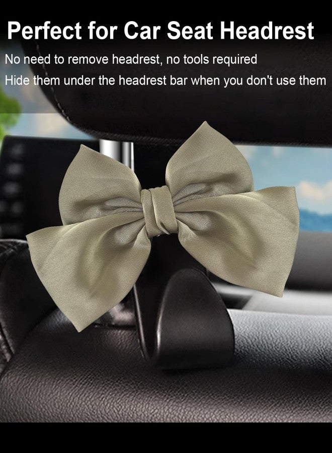 BVGACI 2 Pack Car Purse Hooks, Cute Bow Car Seat Headrest Hook Hanger for Purses and Bags (Grass green) - Image 3