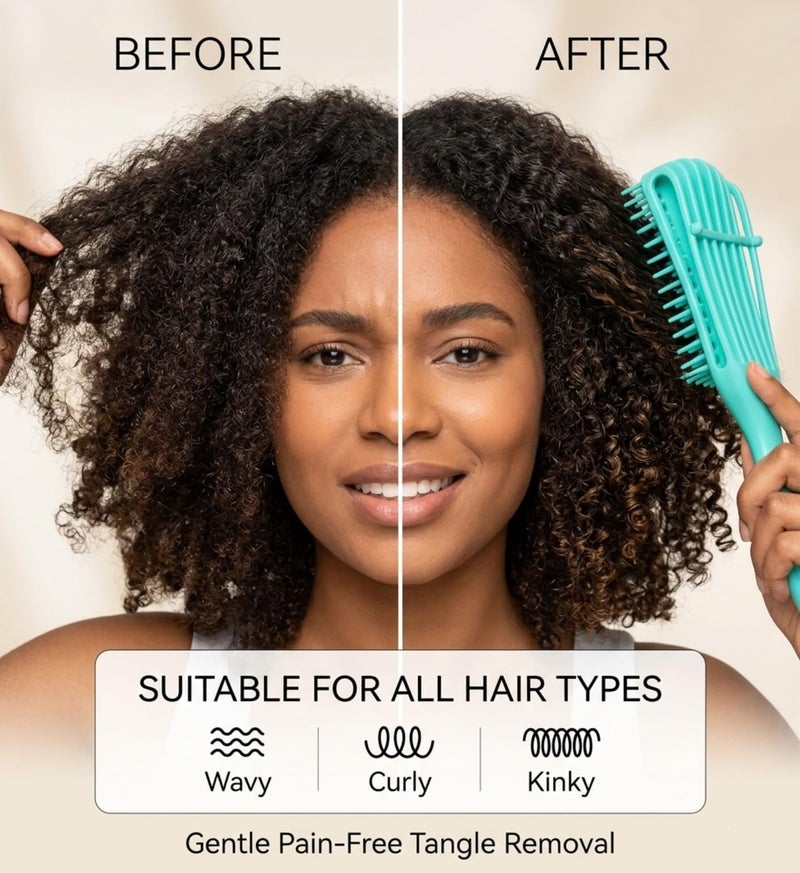 INSIME Detangler hair brush for curly hair comb for Women Men & Kids | Comb for curly wavy hair Pain Free hair detangling brush | Curl brush for hair styling Dry & Wet hair brush | (Sea Green) - Image 3
