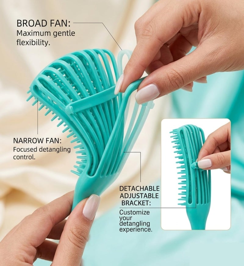 INSIME Detangler hair brush for curly hair comb for Women Men & Kids | Comb for curly wavy hair Pain Free hair detangling brush | Curl brush for hair styling Dry & Wet hair brush | (Sea Green) - Image 5
