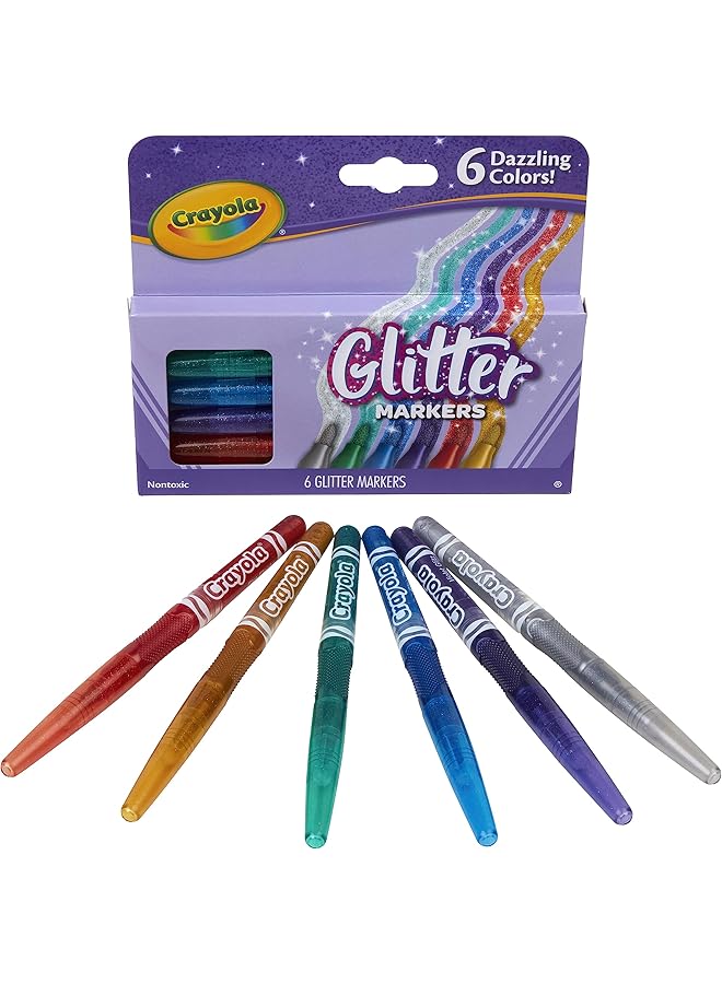 Crayola 6 Ct Glitter Markers - Image 5