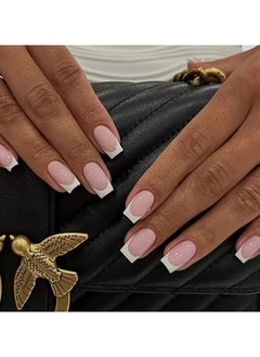 ORiTi 24 pcs Ballet French White Edge Press On Nails - Medium Long Coffin Fake Nails for Women, Girls, and Teens - Includes Glue Sticker and Nails File  - Image 1