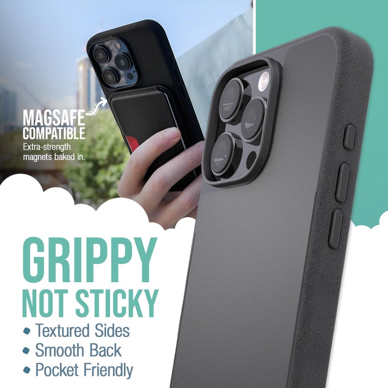 SmartishÂ® iPhone 16 Pro Max MagSafe Case - Gripmunk Magnetic Slim Case [Lightweight + Protective] Thin Grip Cover with Microfiber Lining for Apple iPhone 16 Pro Max - Black Tie Affair - Image 2