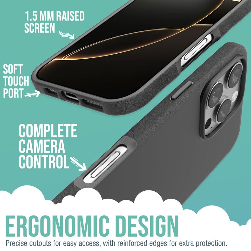 SmartishÂ® iPhone 16 Pro Max MagSafe Case - Gripmunk Magnetic Slim Case [Lightweight + Protective] Thin Grip Cover with Microfiber Lining for Apple iPhone 16 Pro Max - Black Tie Affair - Image 3