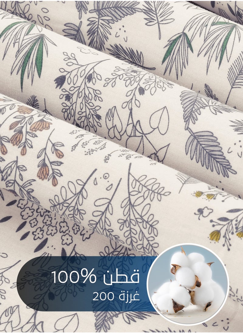 Master Home Textile Master Home Textile Cotton Floral Duvet Cover Set, Fits 120 x 200 cm Single Size Bed, 200TC Cotton, 4-Piece Set with Zipper Closure and Corner Ties  - Image 4