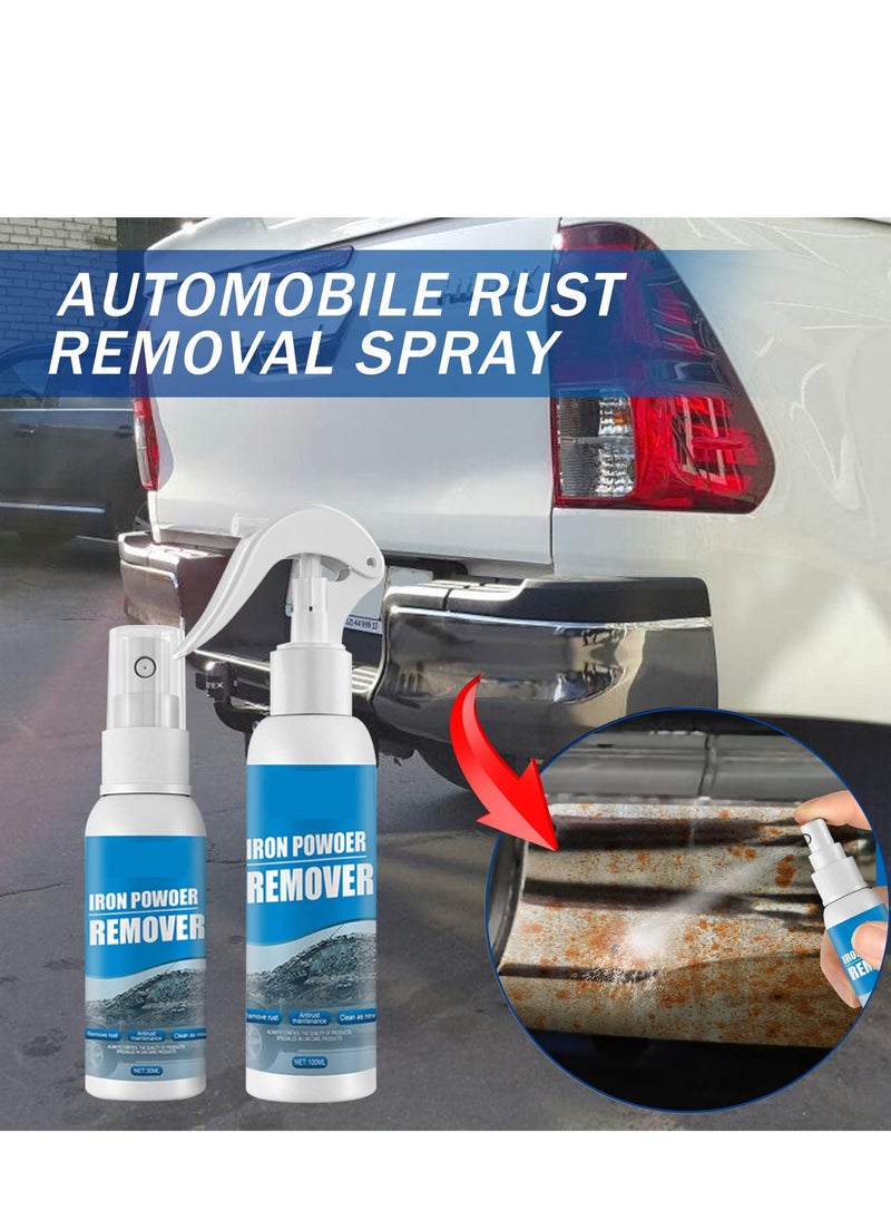 SYOSI - Car Rust Removal Spray, 2 Pcs Metal Surface Chrome Paint Car Cleaning, Multi-Purpose Car Rust Remover Spray, Car Wheel Rust Remover, for Rust Removal of Various Metals (30ml+100ml) - Image 1