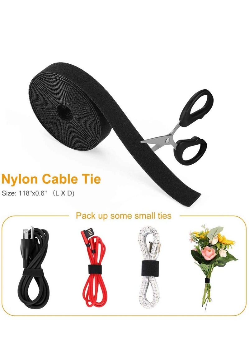 Y&D Cable management sleeve, flexible neoprene cable tube and nylon ties, used for desktop TV computer wire cover cover, black white reversible  - Image 2