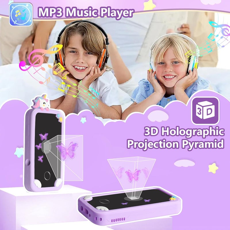 Eworld Unicorn Kids Smart Phone Toy, 2.8" IPS Touchscreen with Dual Camera & 8GB SD Card, Learning Play Phone for Ages 3–12, Assorted Colors - Image 4