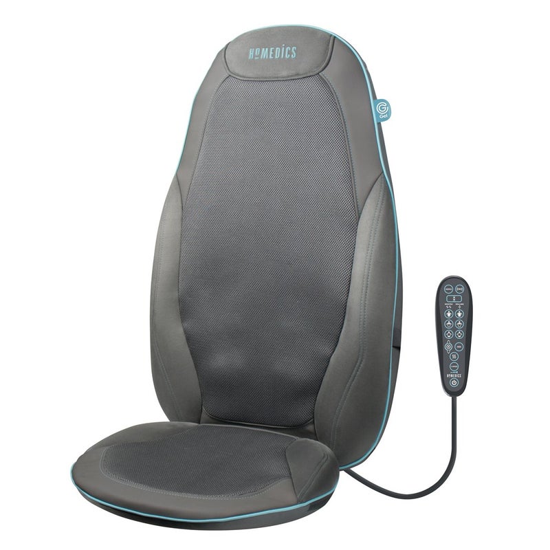 HoMedics Gel Shiatsu Massage Chair - Deep Kneading Shiatsu and Rolling Massage to Aid Back, Neck, Shoulder Pain, 3 Adjustable Speeds and Added Heat Option, Relieve Tension and Muscle Ache - Grey - Image 2