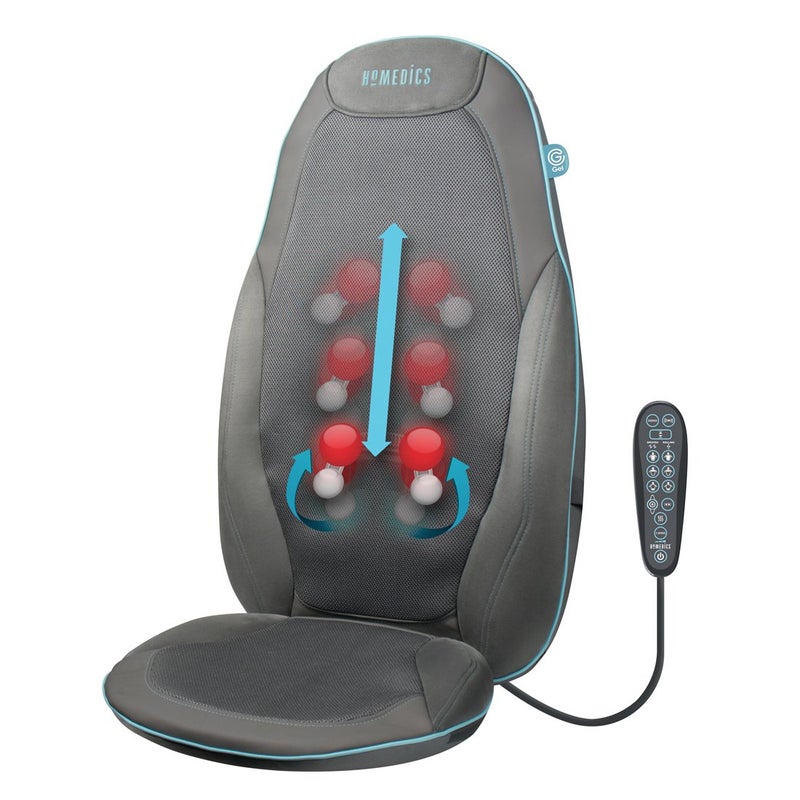 HoMedics Gel Shiatsu Massage Chair - Deep Kneading Shiatsu and Rolling Massage to Aid Back, Neck, Shoulder Pain, 3 Adjustable Speeds and Added Heat Option, Relieve Tension and Muscle Ache - Grey - Image 1