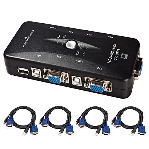 ANDTRONICS 4-Port USB 2.0 KVM Switch Box with Push Button Actuator, Black, Controls up to 4 Computers, Includes 4 USB & VGA Cables for Easy Setup - Image 5