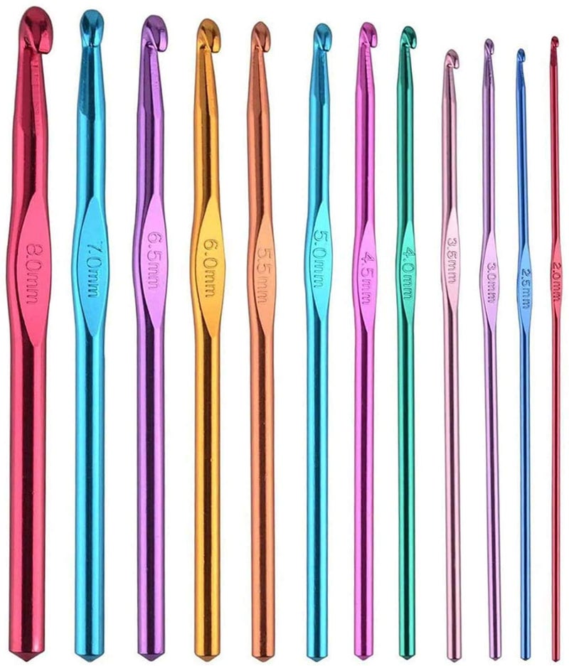 JERN JERN 12 Sizes Aluminum Crochet Hook Needles Set in Pouch  - Image 1