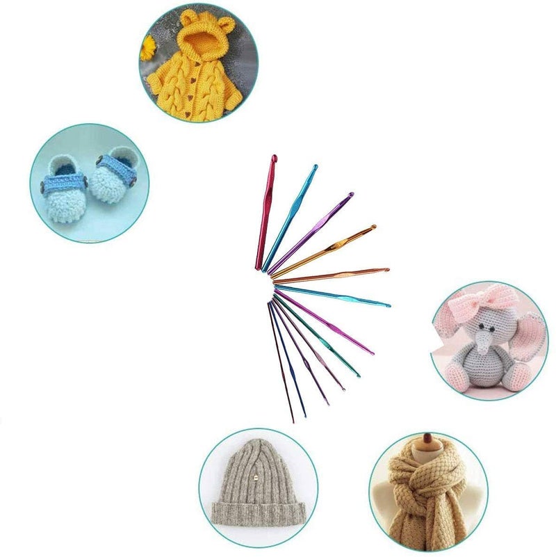 JERN JERN 12 Sizes Aluminum Crochet Hook Needles Set in Pouch  - Image 5