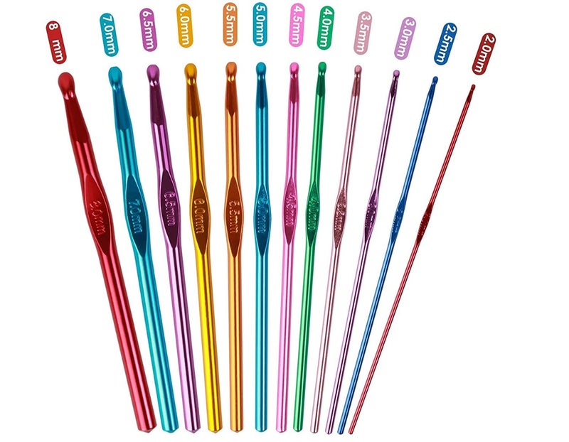 JERN JERN 12 Sizes Aluminum Crochet Hook Needles Set in Pouch  - Image 2