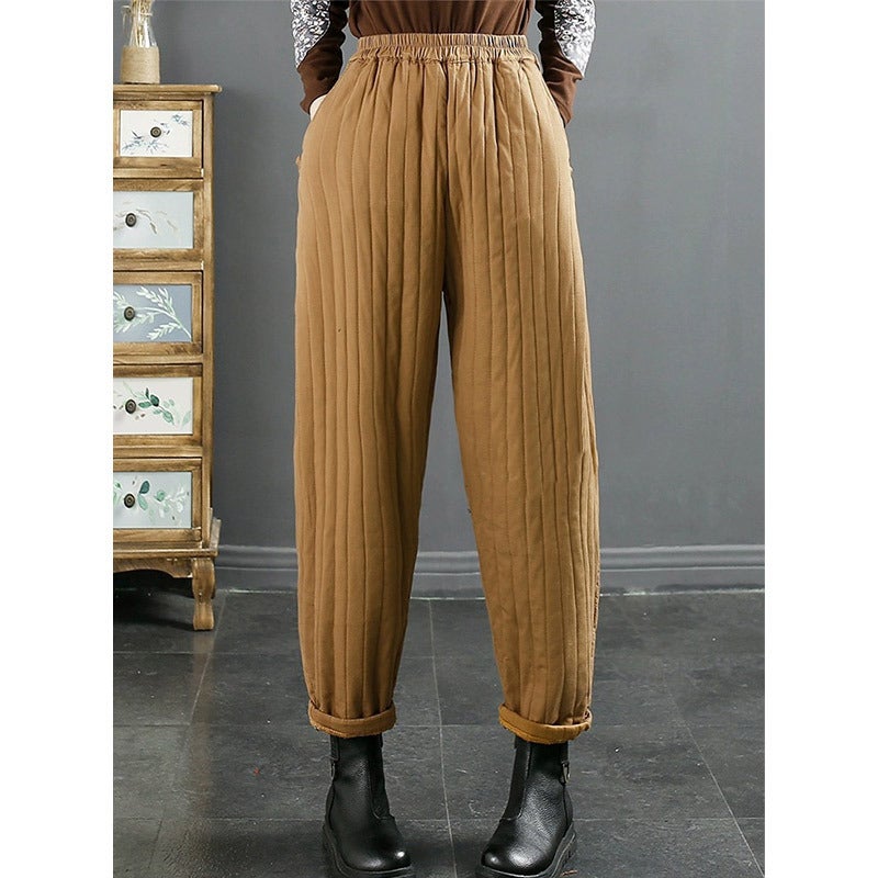 Thick Casual Pants Plus Size Loose Ginger Yellow No Pilling no fading 882# 