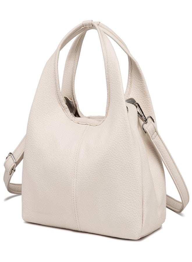 MYHOZEE Women's Purses and Handbags - Designer Crossbody Bags for Women Leather Satchel Top Handle Purse Off White - Image 1
