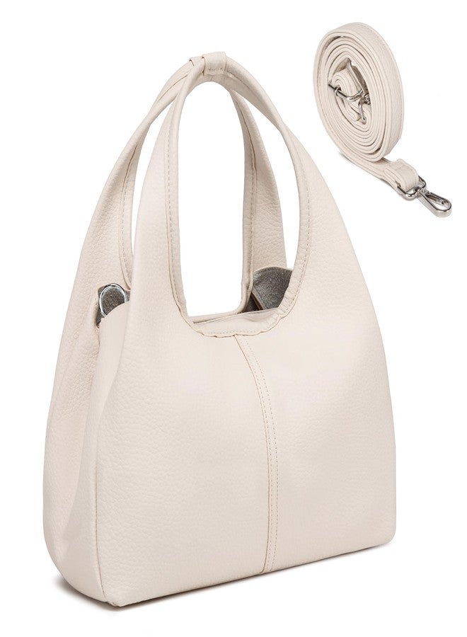 MYHOZEE Women's Purses and Handbags - Designer Crossbody Bags for Women Leather Satchel Top Handle Purse Off White - Image 3