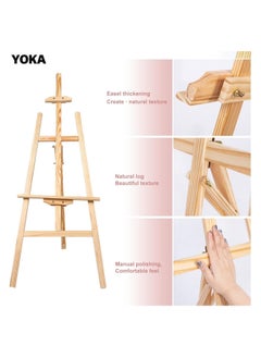 YOKA 1.75m Adjustable Wood Easel Stand - Sturdy Pinewood Art Display with Inclinable Mast, Canvas Height 20 cm - 150 cm, Perfect for Artists and Art Displays.  - Image 3