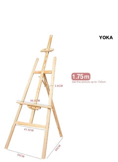 YOKA 1.75m Adjustable Wood Easel Stand - Sturdy Pinewood Art Display with Inclinable Mast, Canvas Height 20 cm - 150 cm, Perfect for Artists and Art Displays.  - Image 2