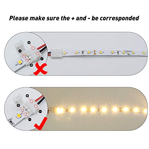 LightingWill 10pcs Pack Strip Wire Solderless Snap Down 2Pin Conductor LED Strip Connector for 8mm Wide 3528 2835 Single Color Flex LED Strips - Image 5