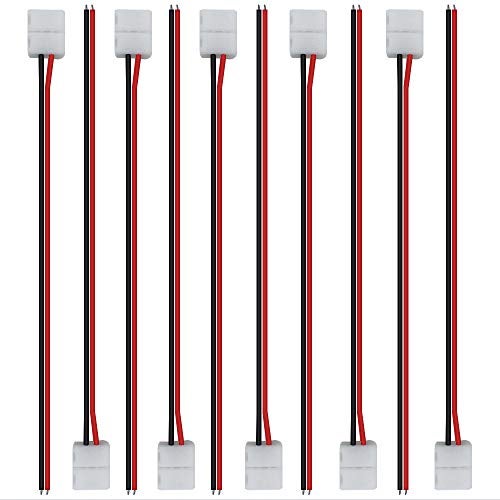 LightingWill 10pcs Pack Strip Wire Solderless Snap Down 2Pin Conductor LED Strip Connector for 8mm Wide 3528 2835 Single Color Flex LED Strips - Image 1