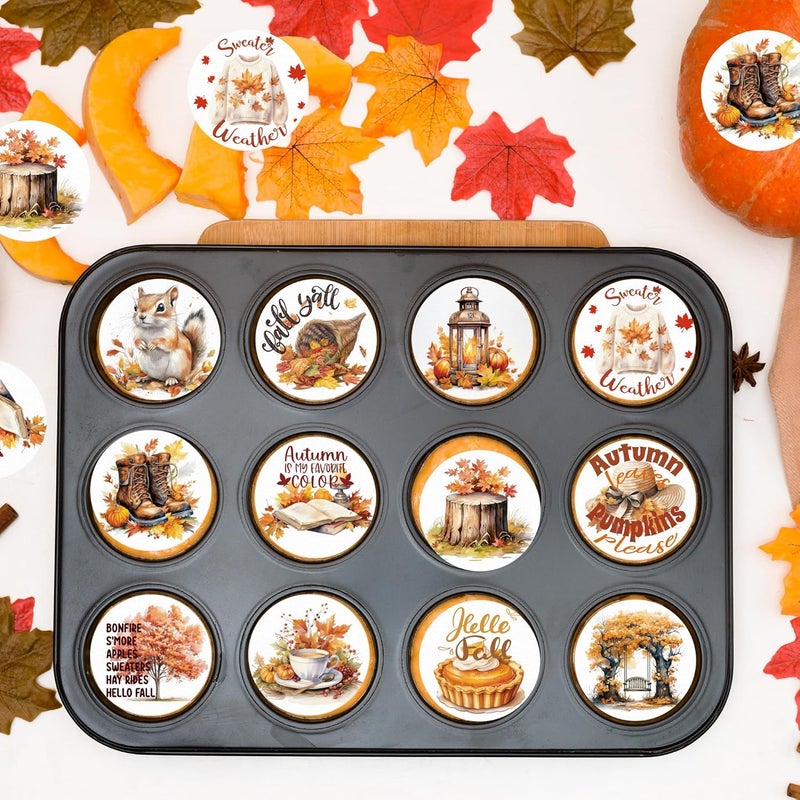 Fyeoxle 36PCS Edible Happy Fall Day Cupcake Toppers Wafer Paper Sweater Season Decorations Edible Autumn Leaves Cupcake Picks for Autumn Party Birthday Decor Supplies - Image 3