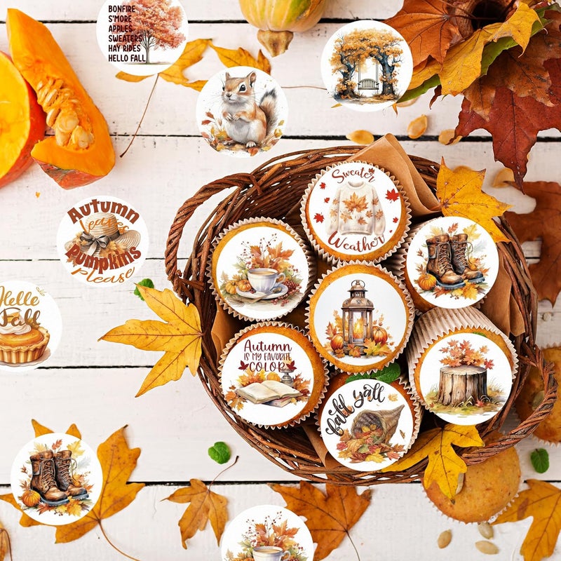 Fyeoxle 36PCS Edible Happy Fall Day Cupcake Toppers Wafer Paper Sweater Season Decorations Edible Autumn Leaves Cupcake Picks for Autumn Party Birthday Decor Supplies - Image 4