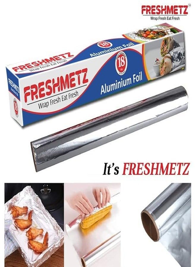 FRESHMETZ ورق ألومنيوم فريش ميتز ١٨ متر | ورق فضي متين ١١ ميكرون صالح للطعام | مثالي للطبخ والخبز والشواء وتغليف وجبات الطعام | يحافظ على الطعام ساخنًا وطازجًا | ضروري في المطبخ - Image 3